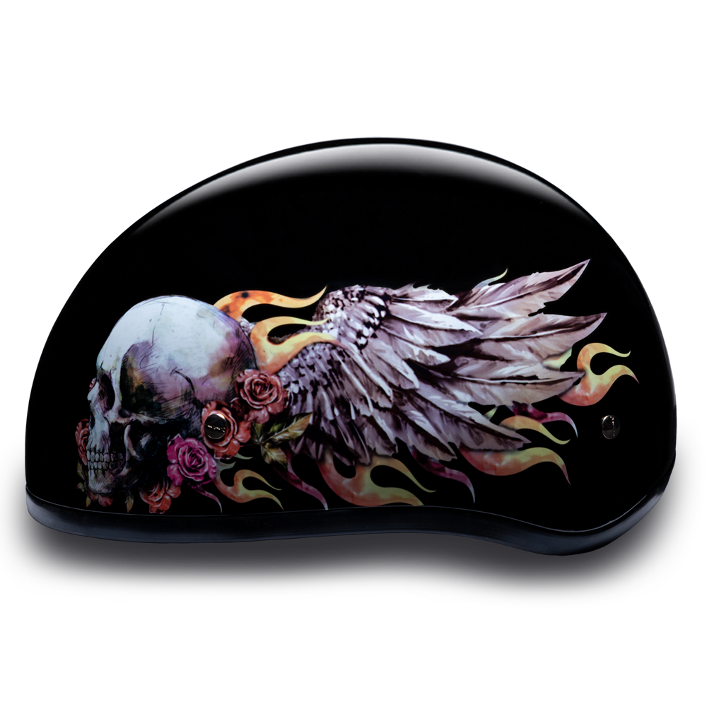 D6-SKW D.O.T. DAYTONA SKULL CAP - W/ SKULL WINGS  Thunderbird Speed Shop