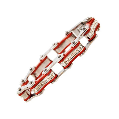 VJ1101 Two Tone Silver/Red W/White Crystal Centers  Thunderbird Speed Shop