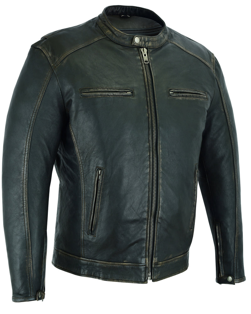 DS743 Men's Cruiser Jacket in Lightweight Drum Dyed Distressed Naked  Thunderbird Speed Shop