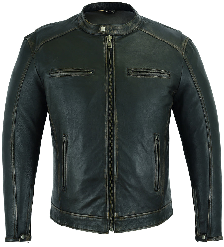 DS743 Men's Cruiser Jacket in Lightweight Drum Dyed Distressed Naked  Thunderbird Speed Shop