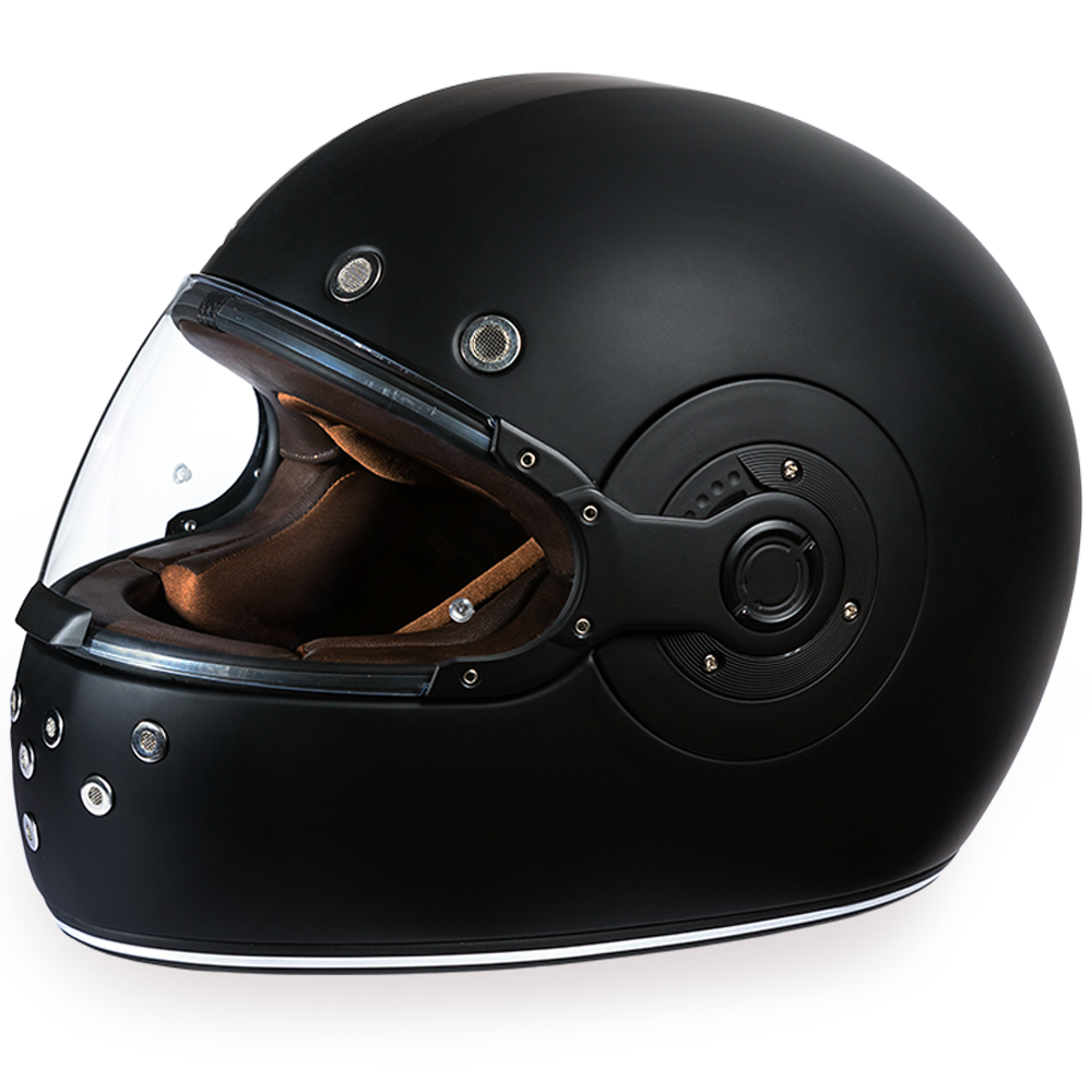 R1-B D.O.T. FULL FACE: DAYTONA RETRO: DULL BLACK  Thunderbird Speed Shop