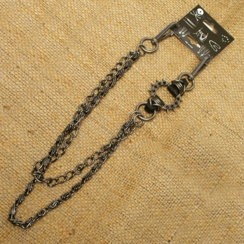 WA-WC7030 Spike ring Wallet Chain with gray double chain  Thunderbird Speed Shop