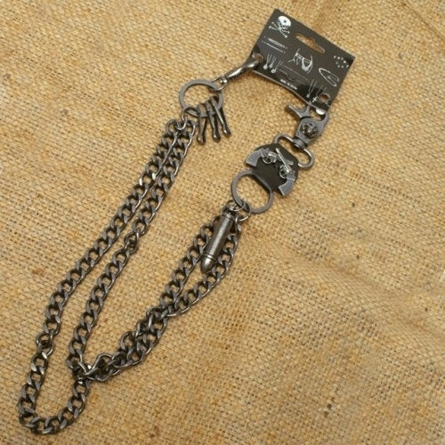 WA-WC7031 Wallet Chain with a skull / guns / bullet designs, double c  Thunderbird Speed Shop