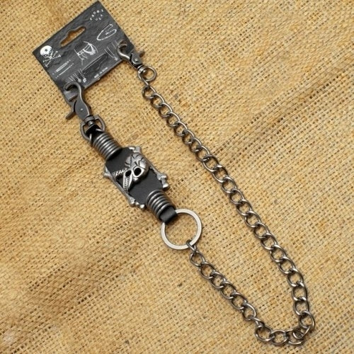 WA-WC7035 Wallet Chain with a skull metal rings and leather designs  Thunderbird Speed Shop