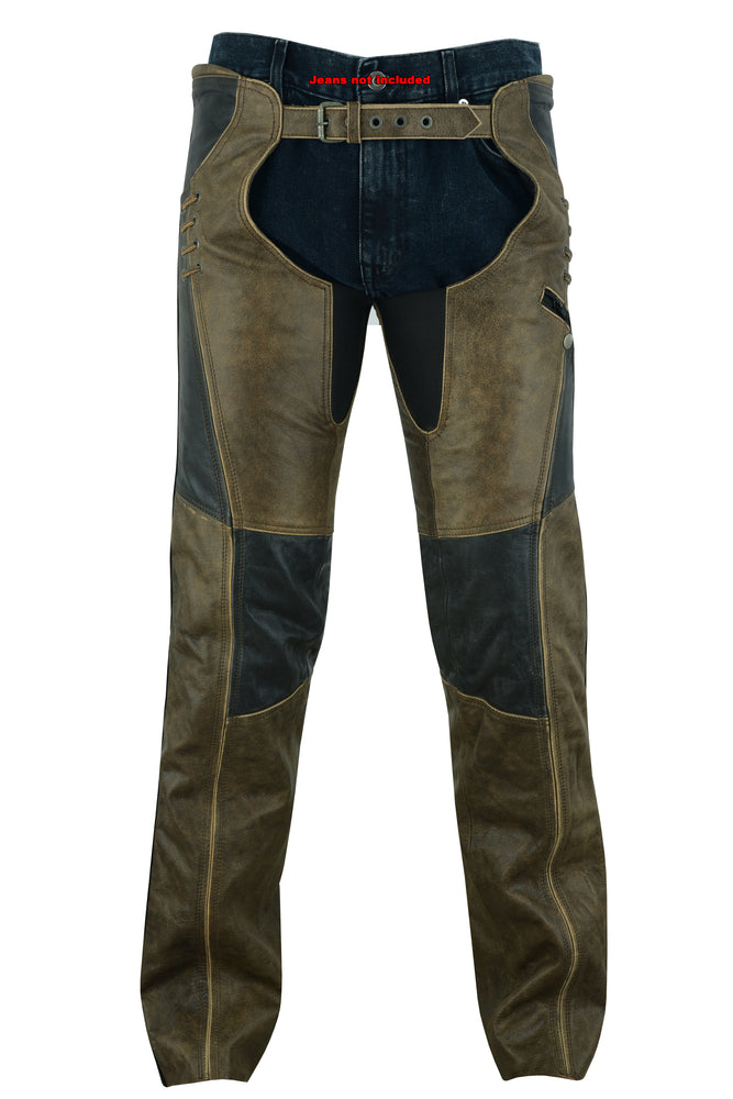 DS498 Women's Stylish Lightweight Hip Set Chaps- Two Tone  Thunderbird Speed Shop