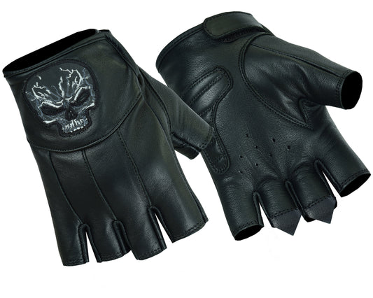 DS98 Reflective Skull Fingerless Glove  Thunderbird Speed Shop