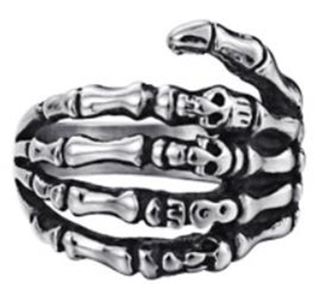 R104 Stainless Steel Skull Fingers Biker Ring  Thunderbird Speed Shop