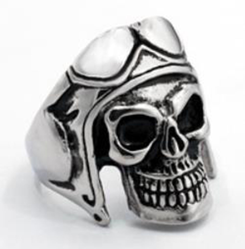 R107 Stainless Steel Biker Skull Biker Ring  Thunderbird Speed Shop