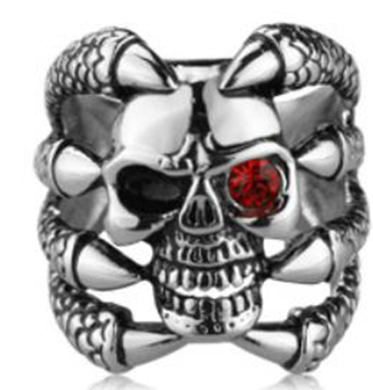 R112 Stainless Steel Claw Face Skull Biker Ring  Thunderbird Speed Shop