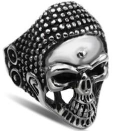R123 Stainless Steel War Head Skull Biker Ring  Thunderbird Speed Shop