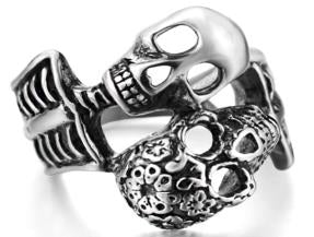 R126 Stainless Steel His And Her Skull Biker Ring  Thunderbird Speed Shop