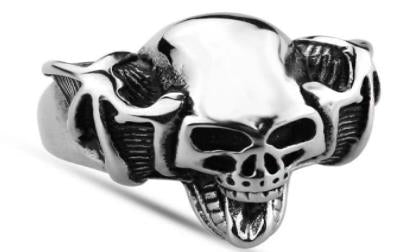R128 Stainless Steel Handle Bar Skull Biker Ring  Thunderbird Speed Shop