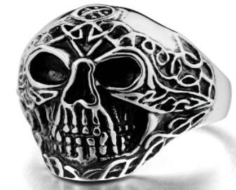 R131 Stainless Steel Forward Face Skull Biker Ring  Thunderbird Speed Shop