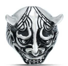 R148 Stainless Steel Devil Face Skull Biker Ring  Thunderbird Speed Shop