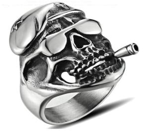 R166 Stainless Steel Cruiser Skull Biker Ring  Thunderbird Speed Shop