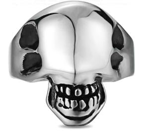 R171 Stainless Steel Alien Face Biker Ring  Thunderbird Speed Shop