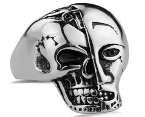 R181 Stainless Steel Terminator Skull Face Biker Ring  Thunderbird Speed Shop