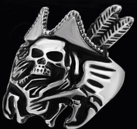R189 Stainless Steel Pirate Hat Skull Face Biker Ring  Thunderbird Speed Shop