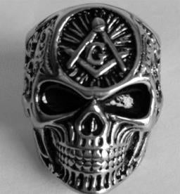 R191 Stainless Steel All Seeing Eye Skull Face Biker Ring  Thunderbird Speed Shop