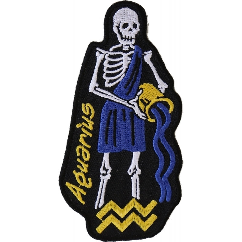 P5480 Aquarius Skull Zodiac Sign Patch  Thunderbird Speed Shop