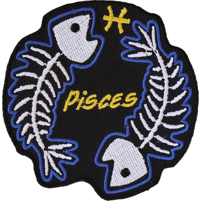 P5473 Pisces Skull Zodiac Sign Patch  Thunderbird Speed Shop