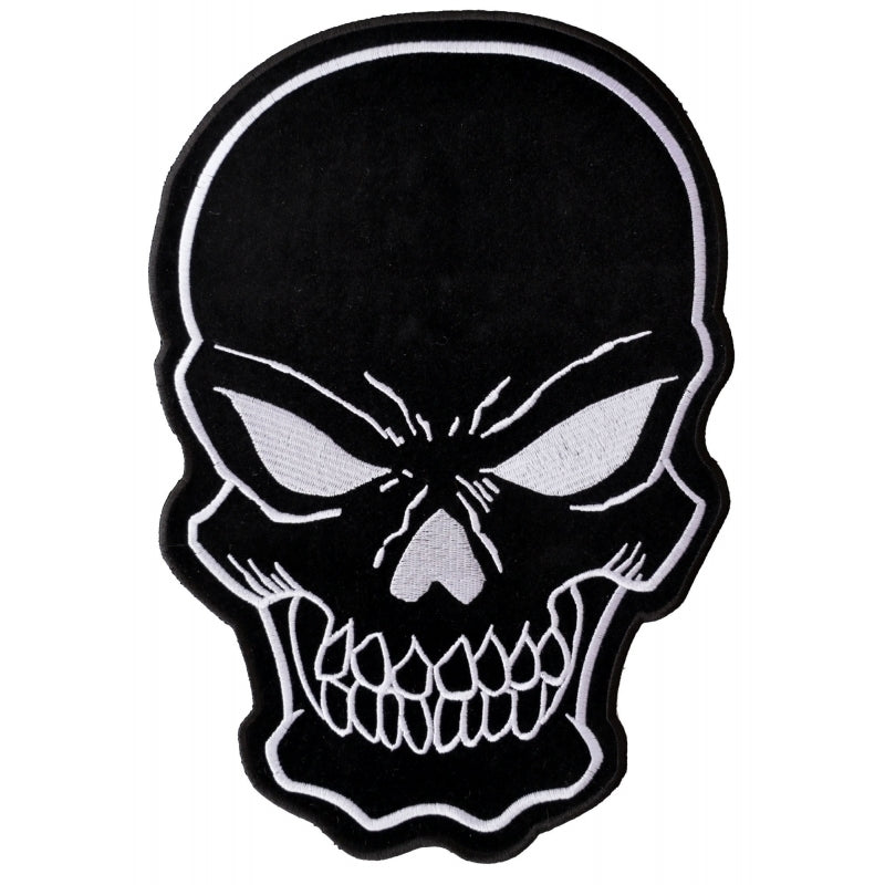 PL3422 Black Skull Embroidered Iron on Patch  Thunderbird Speed Shop