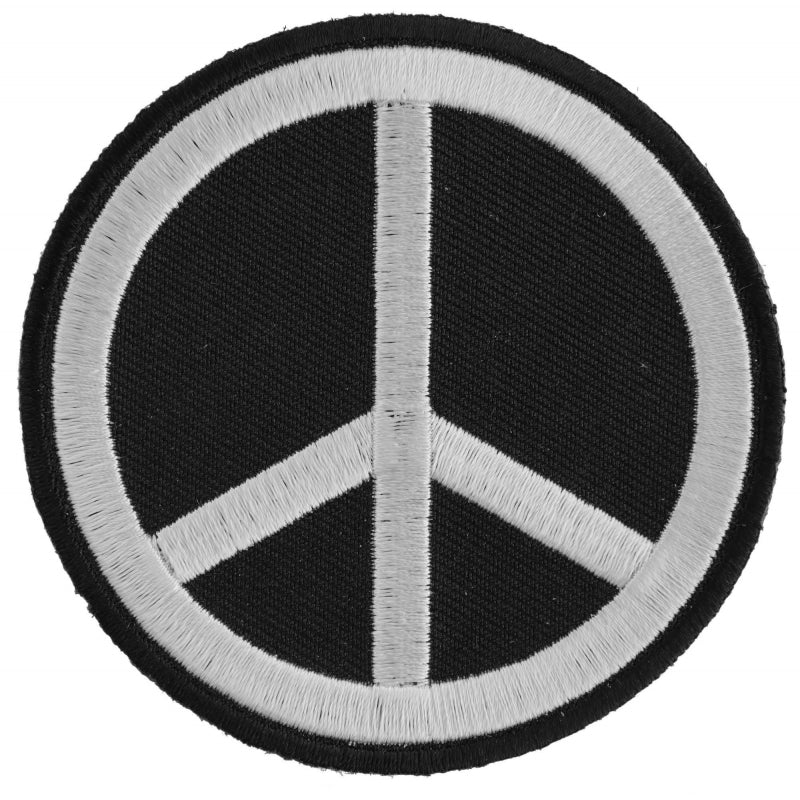 P3488 Black White Peace Sign Patch  Thunderbird Speed Shop