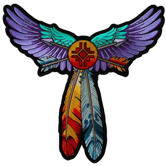 PL5705 Feathers with Wings Embroidered Iron on Patch  Thunderbird Speed Shop