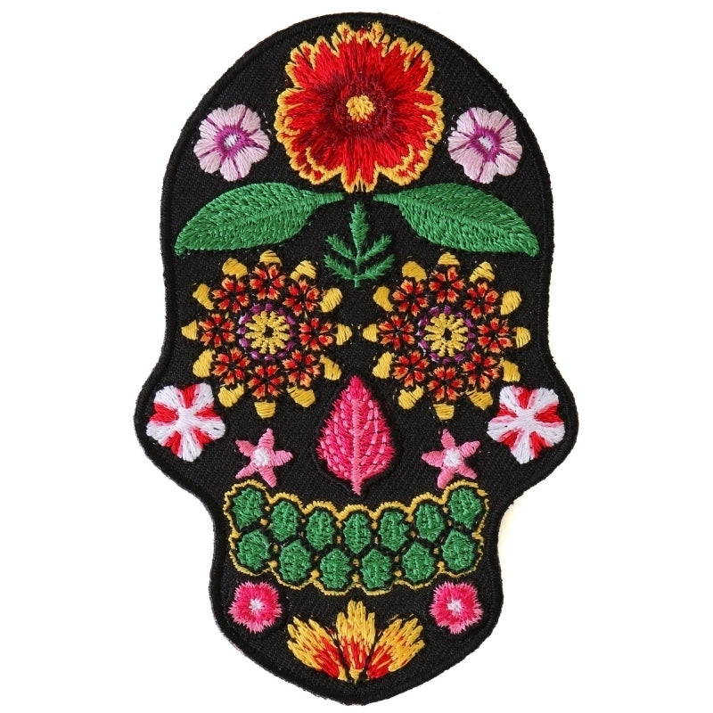 P6157 Flower Skull Black Patch  Thunderbird Speed Shop