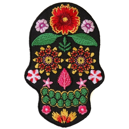 P6157 Flower Skull Black Patch  Thunderbird Speed Shop