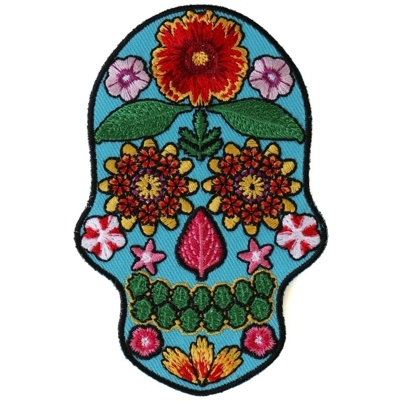 P6152 Flower Skull Blue Patch  Thunderbird Speed Shop