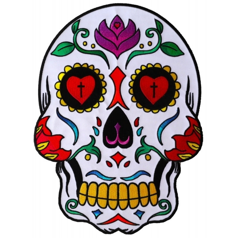 PL5987 Sugar Skull Embroidered Iron on Patch  Thunderbird Speed Shop