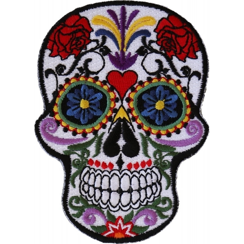 P5530 Sugar Skull Iron On Patch  Thunderbird Speed Shop