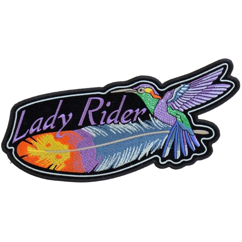 PL5824 Hummingbird Lady Rider Feather Embroidered Iron on Patch  Thunderbird Speed Shop