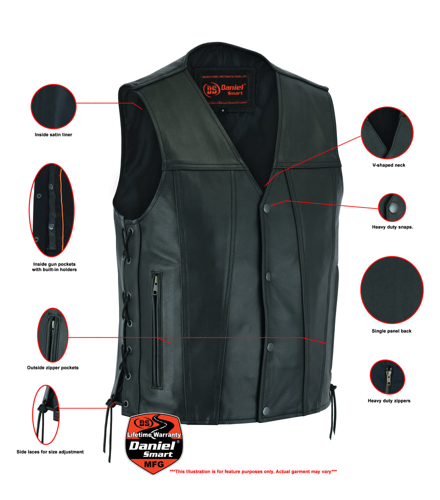 DS105 Men's Single Back Panel Concealed Carry Vest  Thunderbird Speed Shop