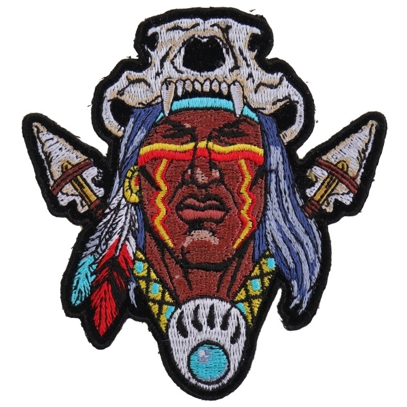 P4614 Native American Skull Head Dress Small Patch  Thunderbird Speed Shop