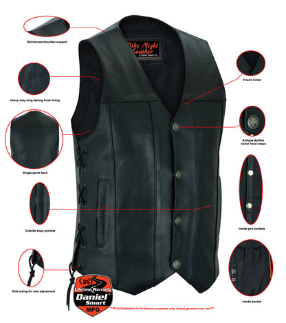 DS142 Men's Single Back Panel Concealed Carry Vest (Buffalo Nickel He  Thunderbird Speed Shop