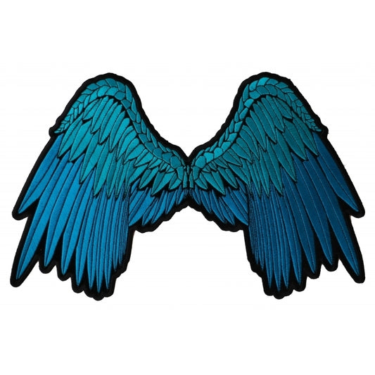 PL3012 Pretty Angel Wings in Blue Embroidered Large Iron on Patch  Thunderbird Speed Shop