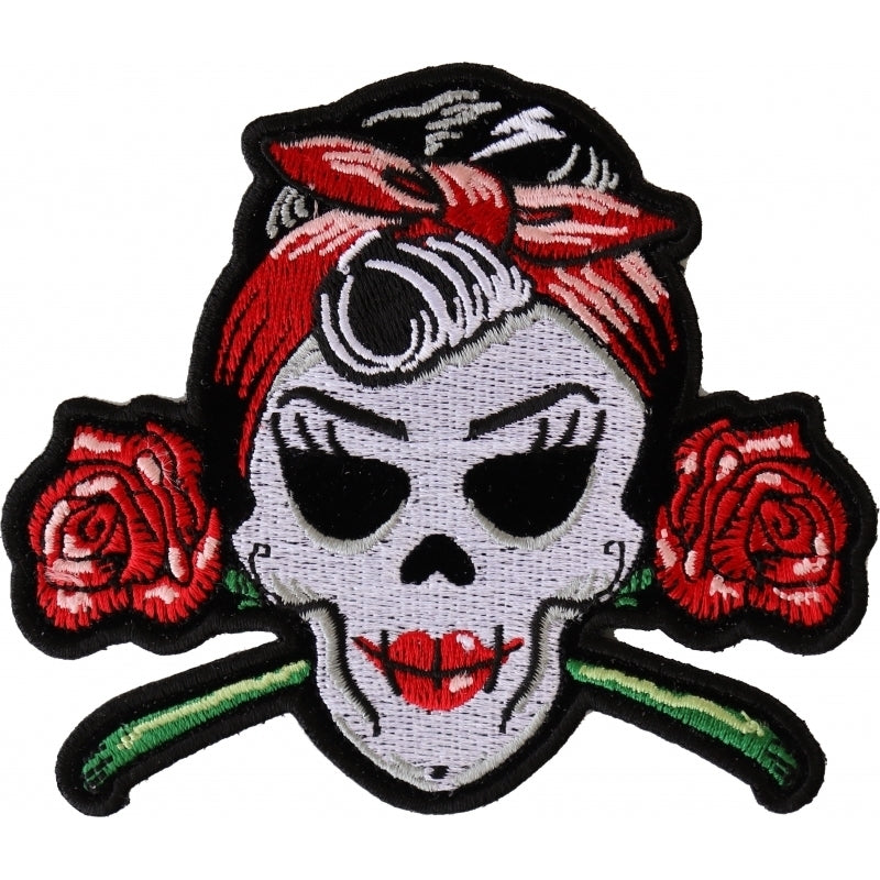 P6543 Rockabilly Lady Skull Patch  Thunderbird Speed Shop