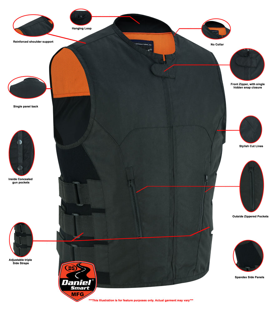 DS112BK Men's Textile Updated SWAT Team Style Vest  Thunderbird Speed Shop