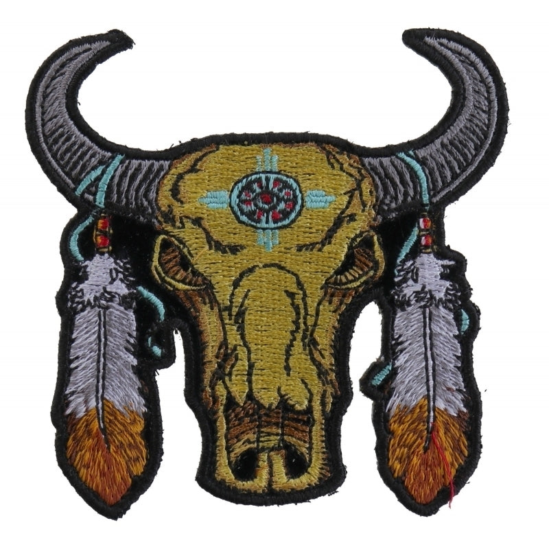 P3792 Small Buffalo Head Feathers Patch  Thunderbird Speed Shop