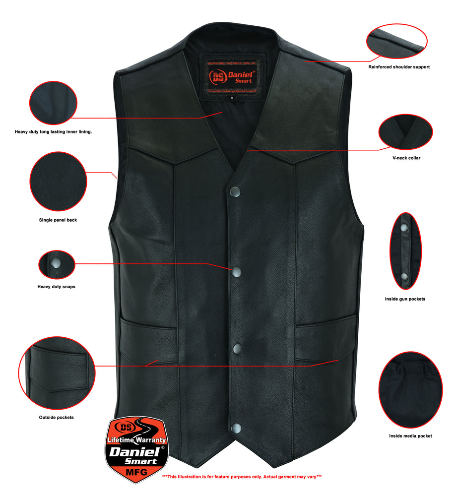 DS110 Traditional Single Back Panel Concealed Carry Vest  Thunderbird Speed Shop