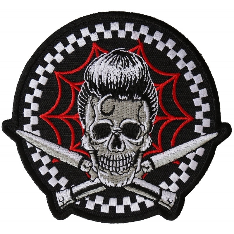 P6395 Switchblades Billy Skull Spider Web Patch  Thunderbird Speed Shop