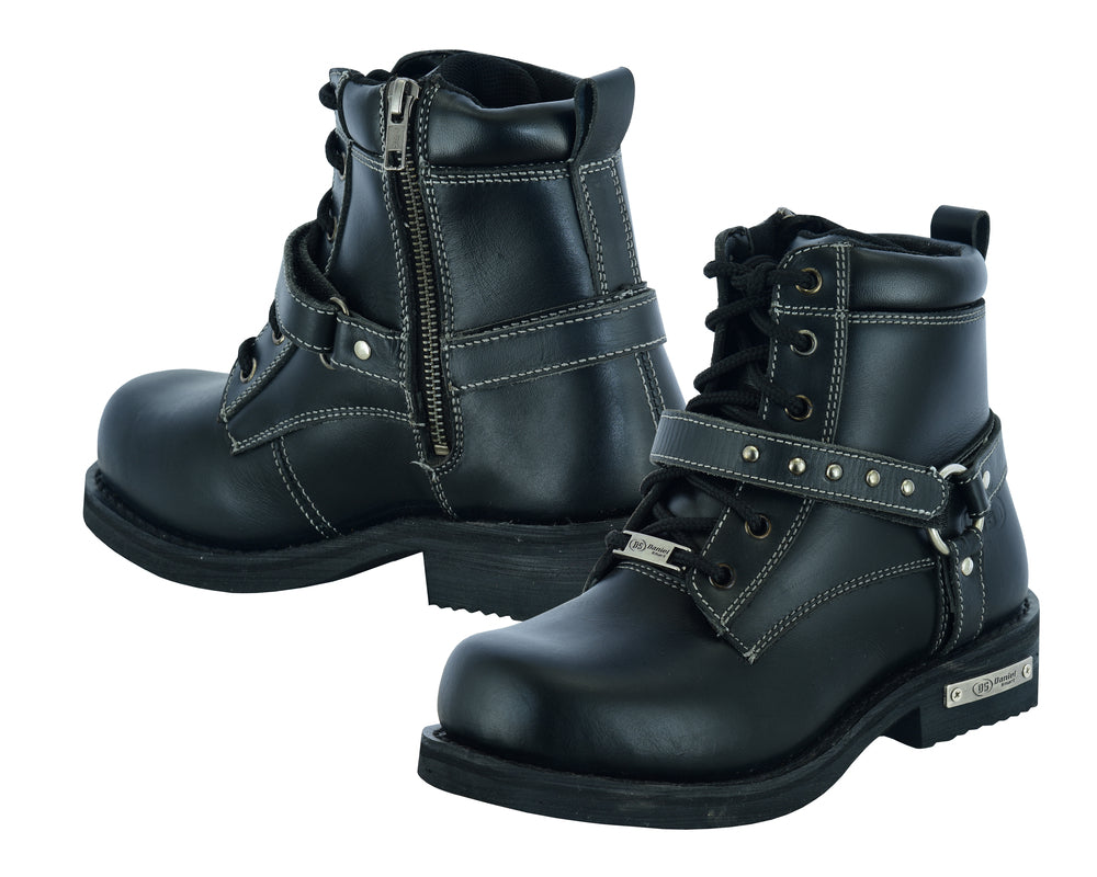 DS9766 Women's Boots with Side Zipper and Single Strap  Thunderbird Speed Shop