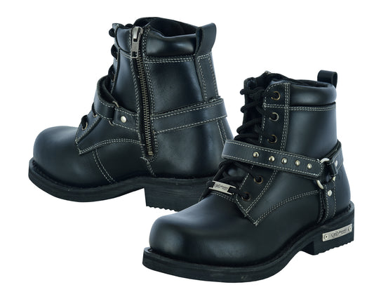DS9766 Women's Boots with Side Zipper and Single Strap  Thunderbird Speed Shop