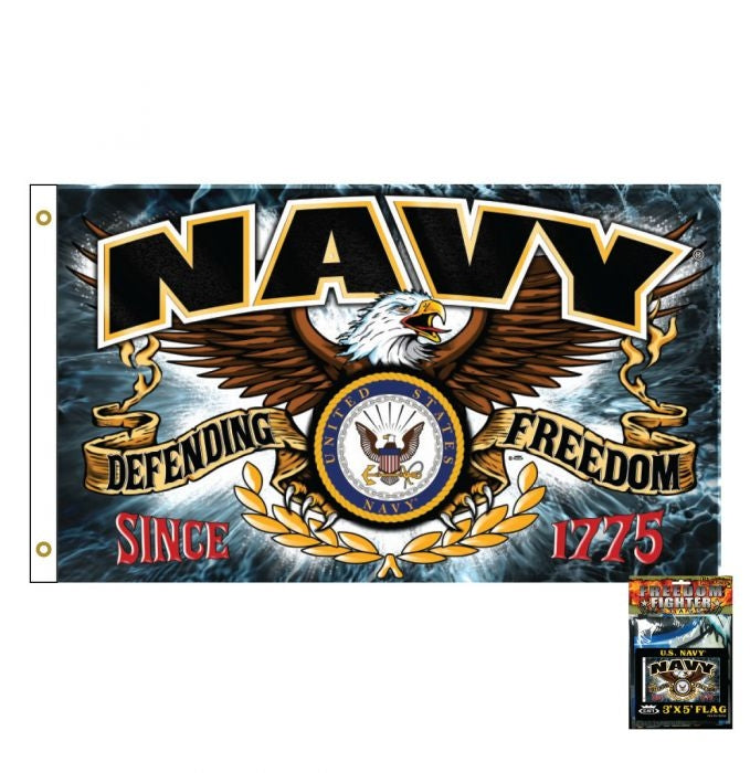 Sdflna Military Defender - Navy 3'x5' Flag  Thunderbird Speed Shop