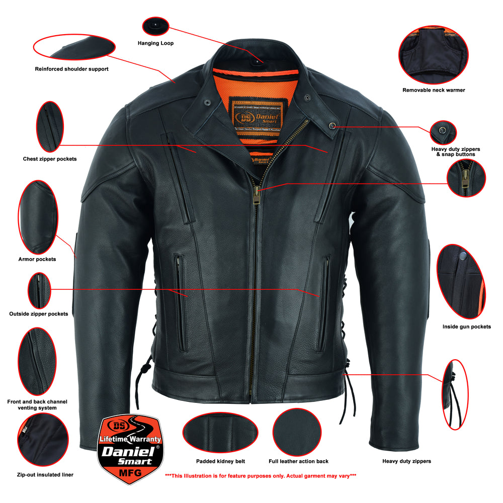 DS777 Men's Vented M/C Jacket Side Laces  Thunderbird Speed Shop