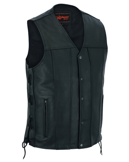 DS161TALL Men's Tall Classic Tapered Bottom Biker Leather Vest  Thunderbird Speed Shop