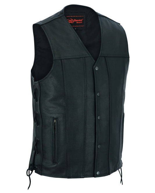 DS161TALL Men's Tall Classic Tapered Bottom Biker Leather Vest  Thunderbird Speed Shop