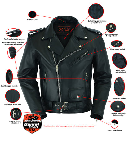 DS761 Motorcycle Armored Classic Biker Leather Jacket  Thunderbird Speed Shop